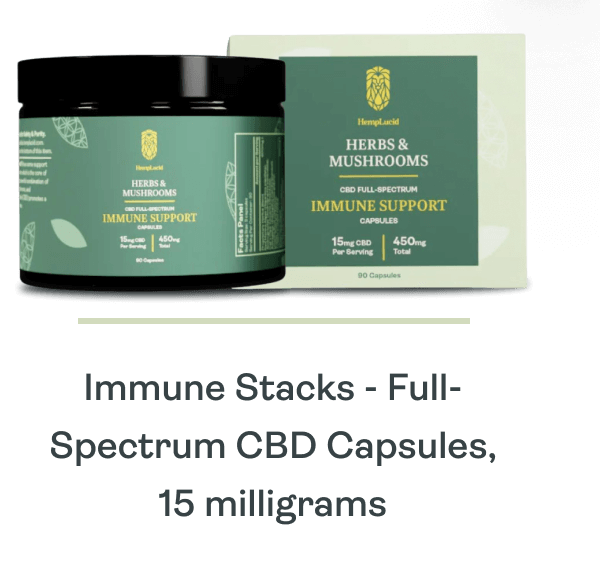 Immune Stacks - Full-Spectrum CBD Capsules, 15 milligrams